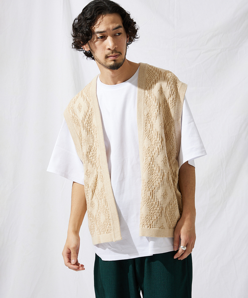 JOURNAL STANDARD（ジャーナルスタンダード）の「【GEOM PATTERN/ジオメパターン】ジャガード ボタンレス ベスト（ベスト・メンズ・ネイビー/アイボリー/クリアブルー/クリアイエロー/コバルトブルー/ブラック・MEDIUM/LARGE）」の16枚目の写真