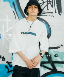 オーバーサイズ 別注 カレッジロゴ プリントラグランTシャツ