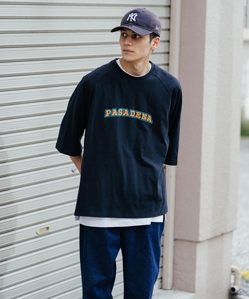 Ressaca(レサーカ)の「オーバーサイズ 別注 カレッジロゴ プリントラグランTシャツ(Tシャツ/カットソー・メンズ・ホワイト/グリーン/オートミール/ブラック/ブルー・M/L/XL)」の15枚目の写真