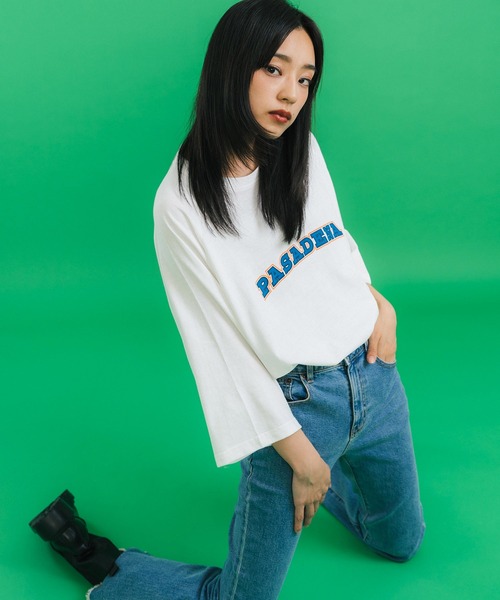 Ressaca(レサーカ)の「オーバーサイズ 別注 カレッジロゴ プリントラグランTシャツ(Tシャツ/カットソー・メンズ・ホワイト/グリーン/オートミール/ブラック/ブルー・M/L/XL)」の12枚目の写真