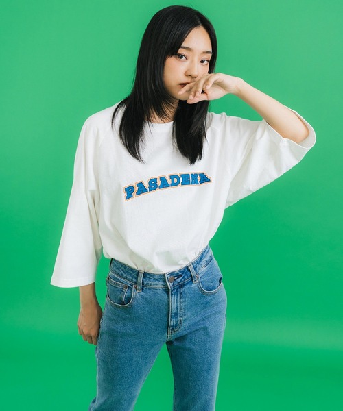 Ressaca(レサーカ)の「オーバーサイズ 別注 カレッジロゴ プリントラグランTシャツ(Tシャツ/カットソー・メンズ・ホワイト/グリーン/オートミール/ブラック/ブルー・M/L/XL)」の11枚目の写真