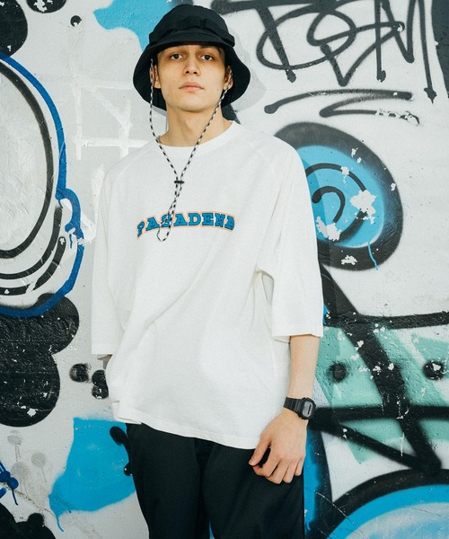 Ressaca(レサーカ)の「オーバーサイズ 別注 カレッジロゴ プリントラグランTシャツ(Tシャツ/カットソー・メンズ・ホワイト/グリーン/オートミール/ブラック/ブルー・M/L/XL)」の7枚目の写真