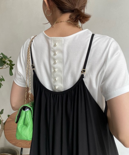 DouDou(ドゥドゥ)の「【WEB限定】バックパールTEE(Tシャツ/カットソー・レディース・ブラウン/オフホワイト/ブラック・FREE)」の16枚目の写真