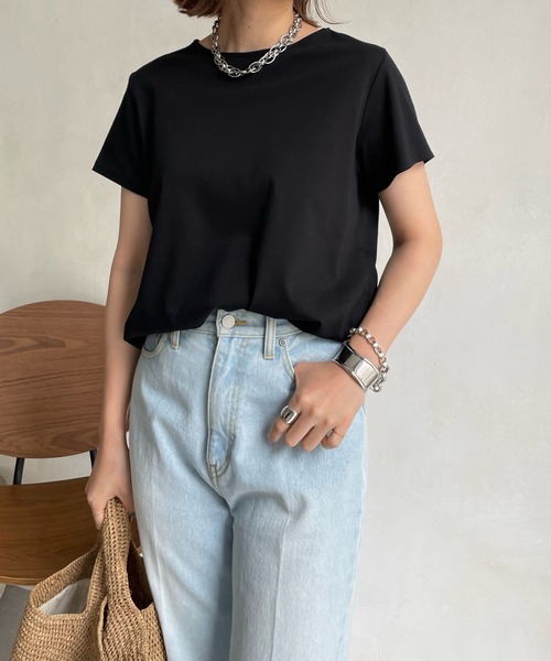 DouDou(ドゥドゥ)の「【WEB限定】バックパールTEE(Tシャツ/カットソー・レディース・ブラウン/オフホワイト/ブラック・FREE)」の9枚目の写真