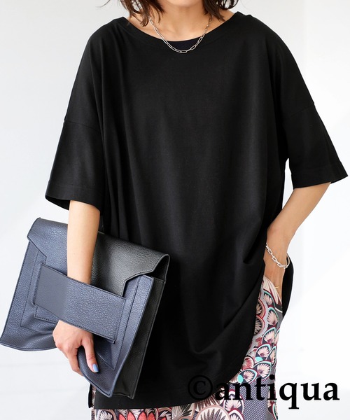 antiqua(アンティカ)の「速乾冷感Tシャツ(Tシャツ/カットソー・レディース・ブラック/オフホワイト/カーキ/ブルー/グリーン・FREE)」の3枚目の写真