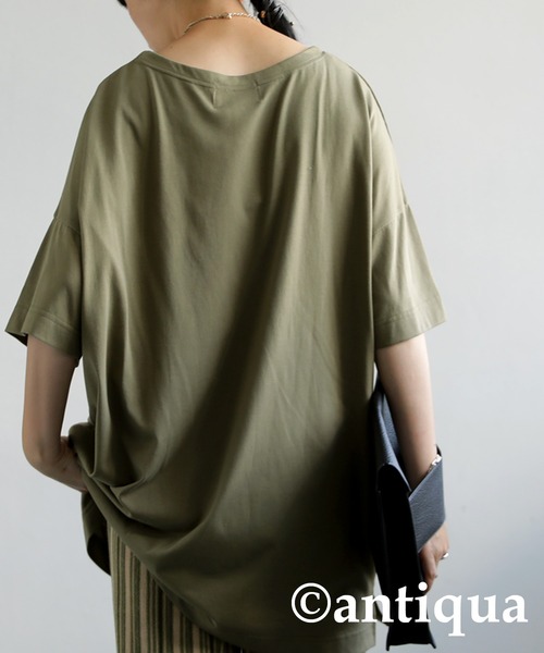 antiqua(アンティカ)の「速乾冷感Tシャツ(Tシャツ/カットソー・レディース・ブラック/オフホワイト/カーキ/ブルー/グリーン・FREE)」の14枚目の写真