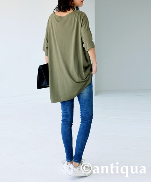 antiqua(アンティカ)の「速乾冷感Tシャツ(Tシャツ/カットソー・レディース・ブラック/オフホワイト/カーキ/ブルー/グリーン・FREE)」の20枚目の写真