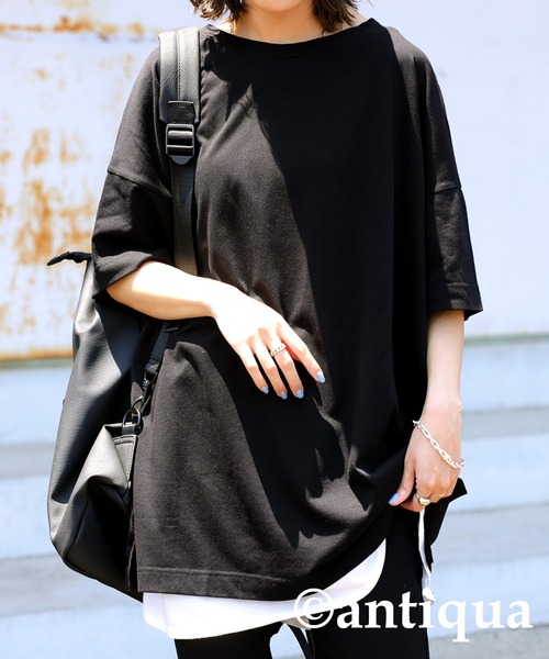 antiqua(アンティカ)の「速乾冷感Tシャツ(Tシャツ/カットソー・レディース・ブラック/オフホワイト/カーキ/ブルー/グリーン・FREE)」の8枚目の写真