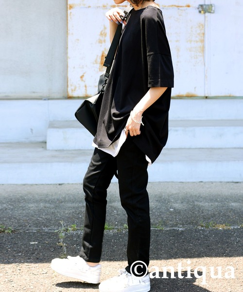 antiqua(アンティカ)の「速乾冷感Tシャツ(Tシャツ/カットソー・レディース・ブラック/オフホワイト/カーキ/ブルー/グリーン・FREE)」の9枚目の写真