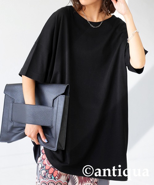antiqua(アンティカ)の「速乾冷感Tシャツ(Tシャツ/カットソー・レディース・ブラック/オフホワイト/カーキ/ブルー/グリーン・FREE)」の10枚目の写真