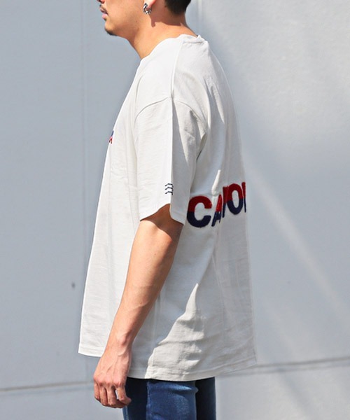 LUXSTYLE(ラグスタイル)の「バイカラーサガラ刺繍半袖Tシャツ(Tシャツ/カットソー・メンズ・ホワイト/キャメル・M/L)」の14枚目の写真