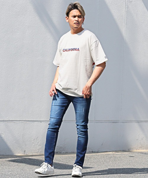 LUXSTYLE(ラグスタイル)の「バイカラーサガラ刺繍半袖Tシャツ(Tシャツ/カットソー・メンズ・ホワイト/キャメル・M/L)」の17枚目の写真