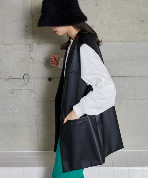 WEGO（ウィゴー）の「WEGO/フェイクレザージレベスト（ベスト・レディース・アイボリー/ブラック・FREE）」の9枚目の写真