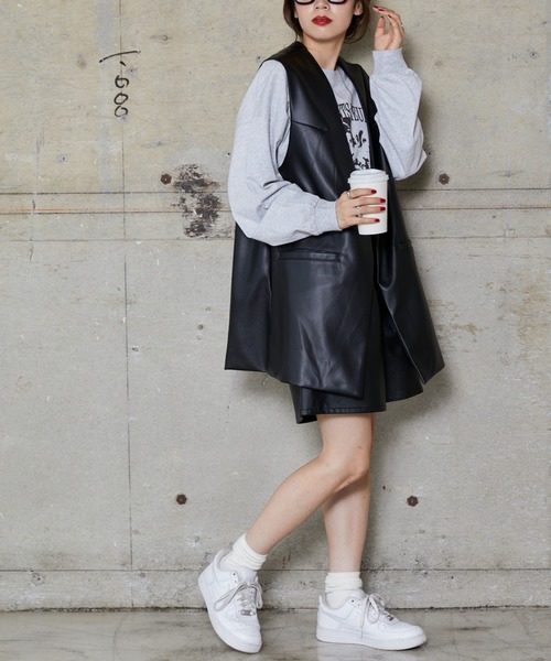 WEGO（ウィゴー）の「WEGO/フェイクレザージレベスト（ベスト・レディース・アイボリー/ブラック・FREE）」の13枚目の写真