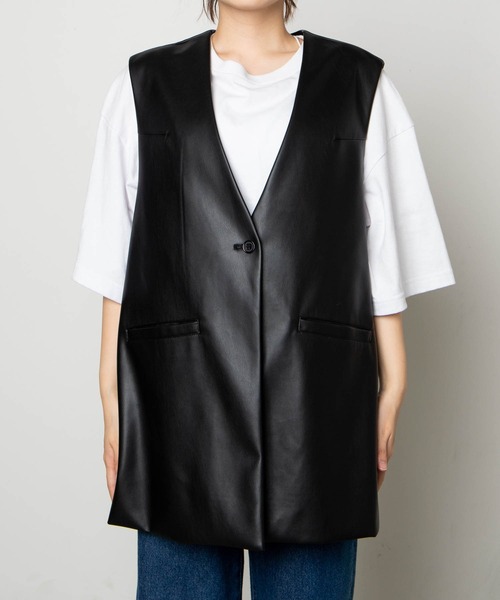 WEGO（ウィゴー）の「WEGO/フェイクレザージレベスト（ベスト・レディース・アイボリー/ブラック・FREE）」の16枚目の写真