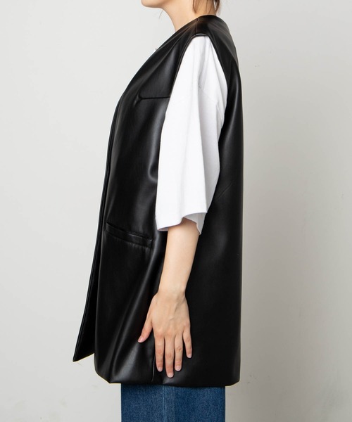 WEGO（ウィゴー）の「WEGO/フェイクレザージレベスト（ベスト・レディース・アイボリー/ブラック・FREE）」の11枚目の写真