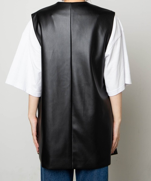 WEGO（ウィゴー）の「WEGO/フェイクレザージレベスト（ベスト・レディース・アイボリー/ブラック・FREE）」の8枚目の写真