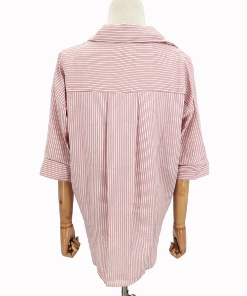 Amulet(アミュレット)の「5分袖ストライプシャツ(シャツ/ブラウス・レディース・ホワイト/ネイビー/ピンク・M/L/XL)」の14枚目の写真