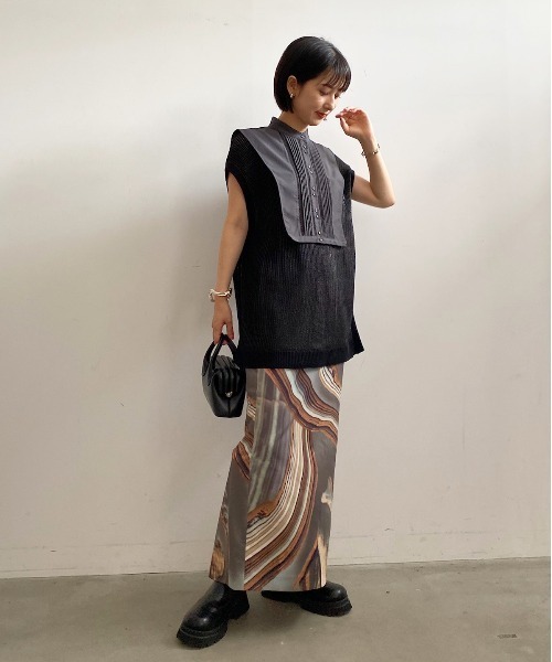 Ameri（アメリ）の「COLLAR SET MESH TOP（シャツ/ブラウス