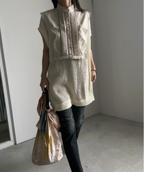 【新品】AMERI アメリ　COLLAR SET MESH TOP トップス Ameri（アメリ）の「COLLAR SET MESH TOP（シャツ/ブラウス