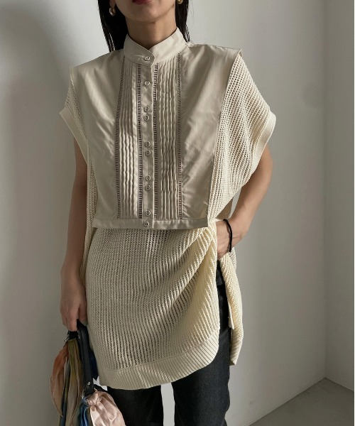 【新品】AMERI アメリ　COLLAR SET MESH TOP トップス Ameri（アメリ）の「COLLAR SET MESH TOP（シャツ/ブラウス