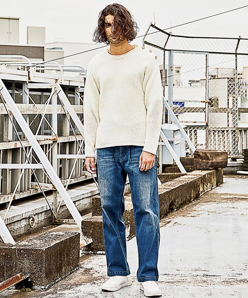 RATTLE TRAP(ラトルトラップ)の「3ゲージアクリルバルキー片畦編みニット(ニット/セーター・メンズ・ブラック/オフホワイト/ブラック系その他・LL/M/L)」の19枚目の写真