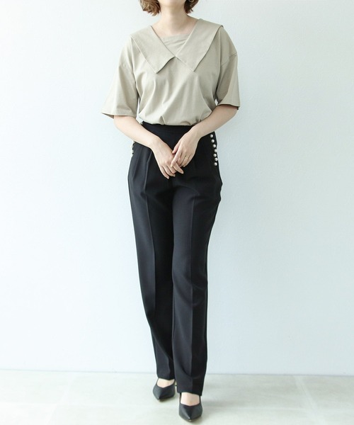 Cepica（セピカ）の「パール付きタックパンツ（スラックス・レディース・ブラック/ネイビー・FREE）」の7枚目の写真