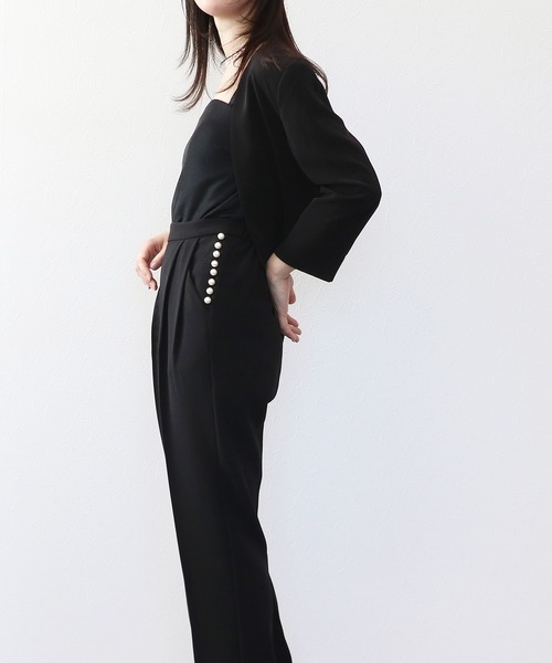 Cepica（セピカ）の「パール付きタックパンツ（スラックス・レディース・ブラック/ネイビー・FREE）」の12枚目の写真