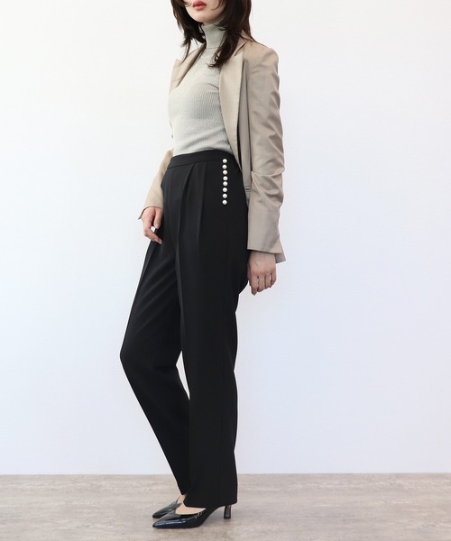 Cepica（セピカ）の「パール付きタックパンツ（スラックス・レディース・ブラック/ネイビー・FREE）」の10枚目の写真