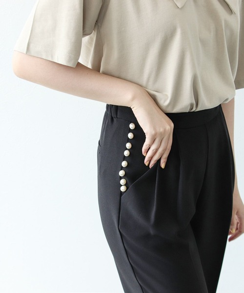Cepica（セピカ）の「パール付きタックパンツ（スラックス・レディース・ブラック/ネイビー・FREE）」の8枚目の写真