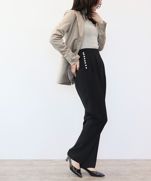 Cepica（セピカ）の「パール付きタックパンツ（スラックス・レディース・ブラック/ネイビー・FREE）」の11枚目の写真