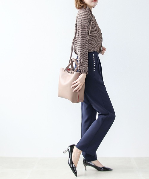 Cepica（セピカ）の「パール付きタックパンツ（スラックス・レディース・ブラック/ネイビー・FREE）」の6枚目の写真