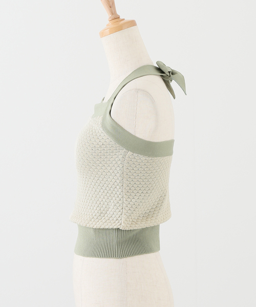 EMILY WEEK(エミリーウィーク)の「【nakes/ネイクス】Openwork Knit Halter Neck Bra Top(タンクトップ・レディース・グリーン系その他/オレンジ・MEDIUM)」の8枚目の写真