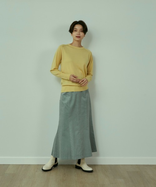 INED（イネド）の「コーデュロイマーメイドスカート（スカート・レディース・アイボリー/テラコッタ/ミント・9号/7号/11号）」の3枚目の写真