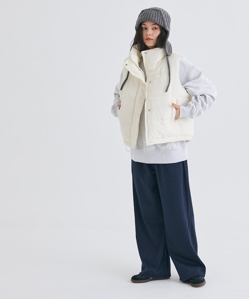 coca（coca）（コカ）の「ハイネック中綿ベスト（ダウンベスト・レディース・ブラック/カーキ/アイボリー・ONE SIZE/L/M）」の6枚目の写真