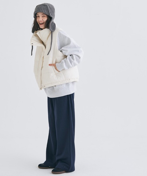 coca（coca）（コカ）の「ハイネック中綿ベスト（ダウンベスト・レディース・ブラック/カーキ/アイボリー・ONE SIZE/L/M）」の9枚目の写真