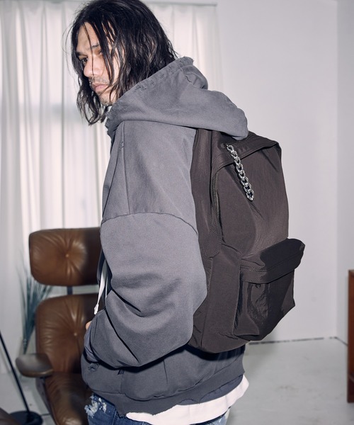 ADAM PATEK(アダムパテック)の「【ADAMPATEK 】color tape backpack/カラーテープバックパック(バックパック/リュック・メンズ・ブラック×ホワイト/ブラック×パープル・フリー)」の2枚目の写真