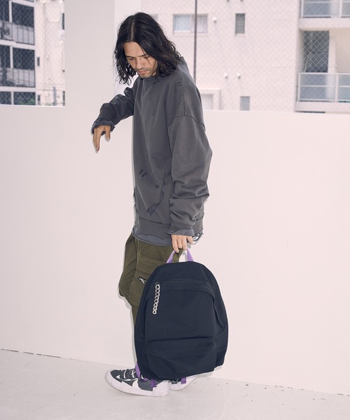 ADAM PATEK(アダムパテック)の「【ADAMPATEK 】color tape backpack/カラーテープバックパック(バックパック/リュック・メンズ・ブラック×ホワイト/ブラック×パープル・フリー)」の19枚目の写真