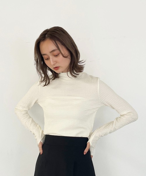 CLEIO（クレイオ）の「【CLEIO】クリンクルハイネックカットソー/CRINKLE HIGH NECK CUT AND SEW/980-18608（Tシャツ/カットソー・レディース・ベージュ/アイボリー・FREE）」の19枚目の写真