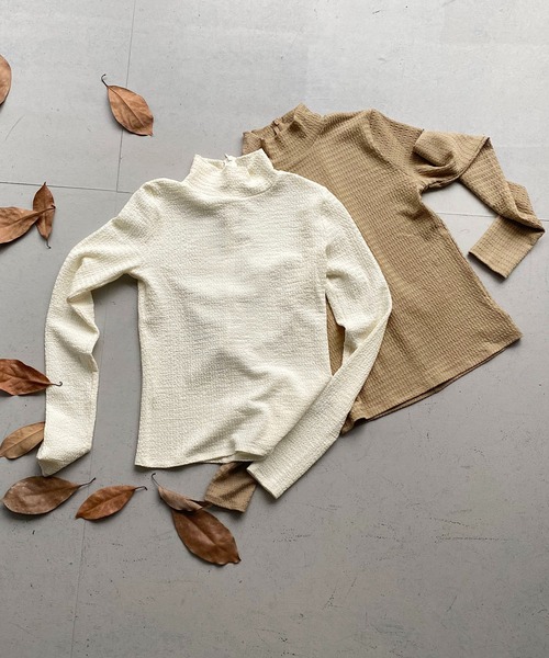 CLEIO（クレイオ）の「【CLEIO】クリンクルハイネックカットソー/CRINKLE HIGH NECK CUT AND SEW/980-18608（Tシャツ/カットソー・レディース・ベージュ/アイボリー・FREE）」の13枚目の写真