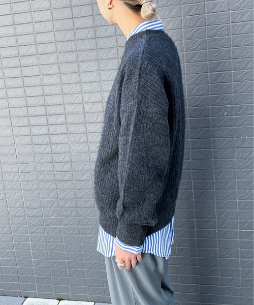 feepur（フェピュール）の「【ハンドウォッシャブル】起毛畔編みオーバーニット（ニット/セーター・レディース・グレー系その他/ブラック/オフホワイト/ピンク・MEDIUM）」の14枚目の写真