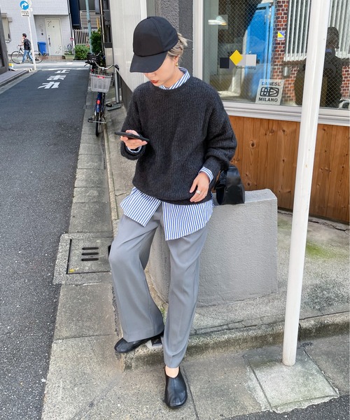 feepur（フェピュール）の「【ハンドウォッシャブル】起毛畔編みオーバーニット（ニット/セーター・レディース・グレー系その他/ブラック/オフホワイト/ピンク・MEDIUM）」の12枚目の写真