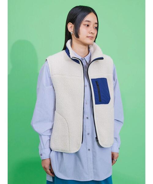 AMERICAN HOLIC（アメリカンホリック）の「異素材切り替えボアベスト（ダウンベスト・レディース・ナチュラル/カーキ/ブラック・L/M）」の9枚目の写真