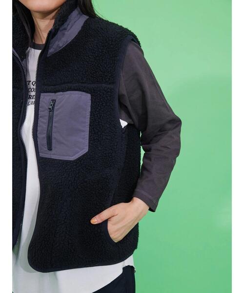 AMERICAN HOLIC（アメリカンホリック）の「異素材切り替えボアベスト（ダウンベスト・レディース・ナチュラル/カーキ/ブラック・L/M）」の12枚目の写真