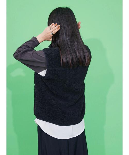 AMERICAN HOLIC（アメリカンホリック）の「異素材切り替えボアベスト（ダウンベスト・レディース・ナチュラル/カーキ/ブラック・L/M）」の15枚目の写真