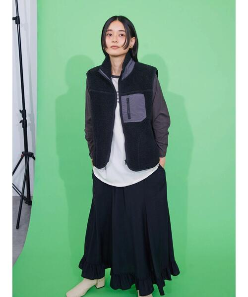 AMERICAN HOLIC（アメリカンホリック）の「異素材切り替えボアベスト（ダウンベスト・レディース・ナチュラル/カーキ/ブラック・L/M）」の17枚目の写真