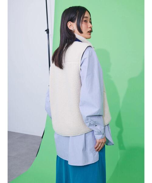 AMERICAN HOLIC（アメリカンホリック）の「異素材切り替えボアベスト（ダウンベスト・レディース・ナチュラル/カーキ/ブラック・L/M）」の19枚目の写真