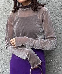 Lui's | ベロアメッシュハイネックトップス(Tシャツ/カットソー)