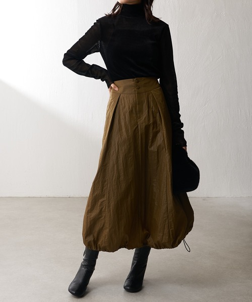 Lui's（ルイス）の「ベロアメッシュハイネックトップス（Tシャツ/カットソー・レディース・ネイビー/ブラック/グレイッシュベージュ・FREE）」の10枚目の写真