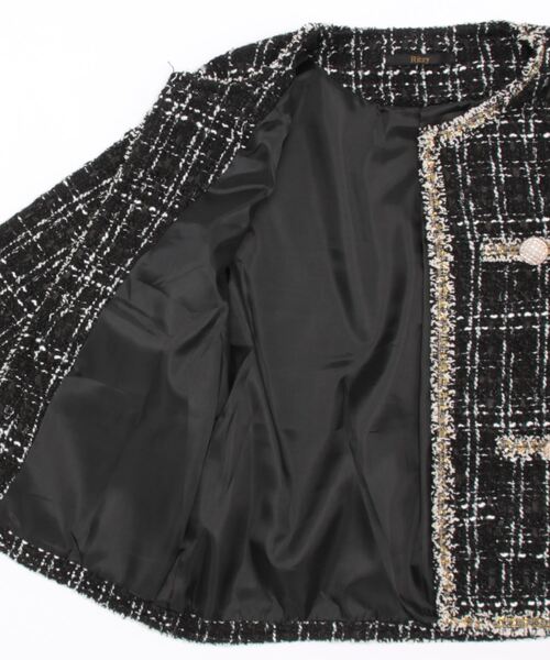 Ritzy（リッツィー）の「ノーカラーツィードジャケット（ノーカラージャケット・レディース・ホワイト/ブラック・M/L）」の8枚目の写真